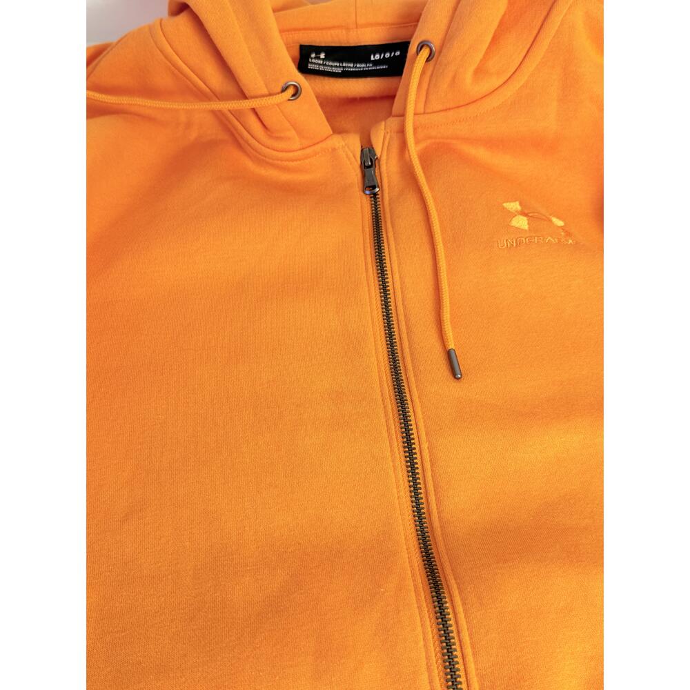 Under Armour Womens Orange Loose Drawstring Hood Long Sleeve Cropped ZipUp Hoodi - Picture 6 of 10